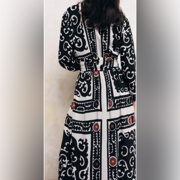 NEW ZARA PRINTED PAREO MAXI LONG DRESS WRAP STYLE SIZE S RARE - Picture 3 of 8